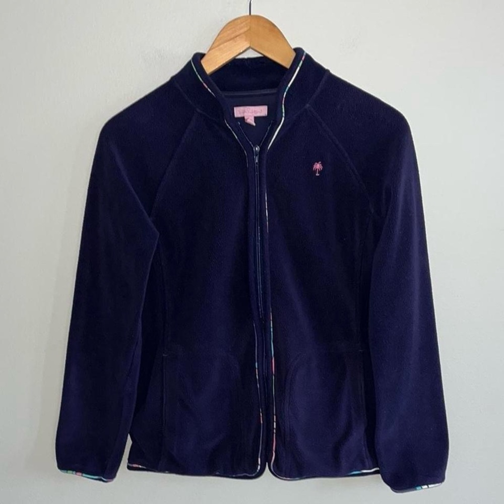 Lilly Pulitzer Blue Fleece Jacket with Embroidered Logo